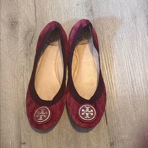 Tory Burch Caroline 2 Ballet Flats Shoes Wine Size 9